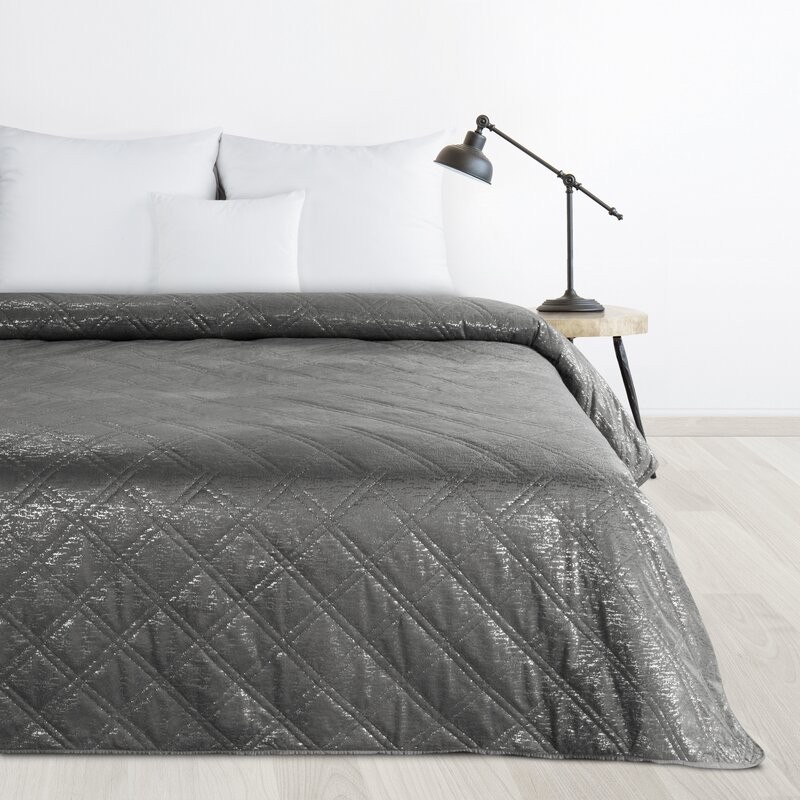 Narzuta Luiz Blink 200x220 cm w kolorze stalowym na łóżku