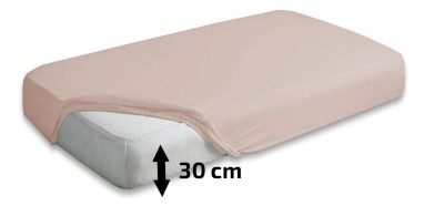 Wysokie prześcieradło Jersey 90x200x30 Premium z gumką beżowe Matex