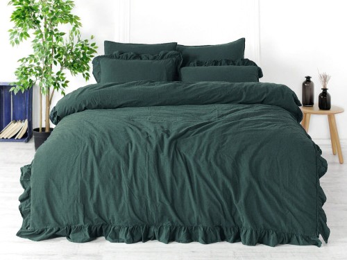 Pościel bawełniana Stonewashed Dark Green