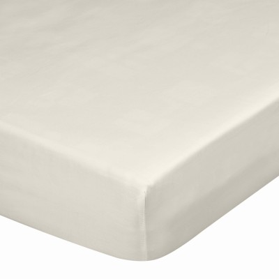 Wysokie prześcieradło satynowe z gumką kremowe 140x200+30cm