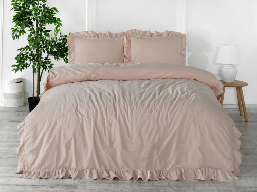Pościel bawełniana z falbanami Camello Roses 200x220