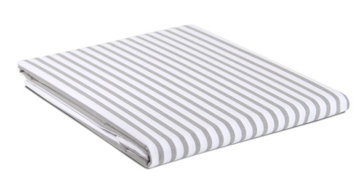 Prześcieradło bawełna 160x270 bez gumki paski szaro-białe