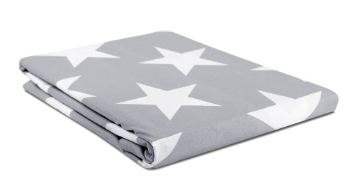 Prześcieradło bawełna 160x240 bez gumki szare w gwiazdy