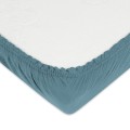 Prześcieradło 70x140 muślinowe denim dziecięce z gumką -zakładka