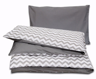 Pościel dziecięca 90x120 dwustronna Duale Baby zygzak-szary z plecaczkiem