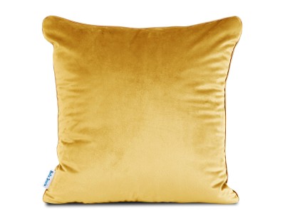 Poduszka 40x40 velvet musztardowa welurowa z ozdobną wypustką