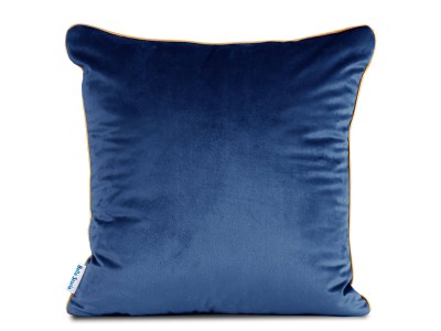 Poduszka 40x40 velvet granatowa welurowa z ozdobną wypustką