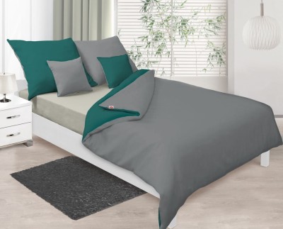 Pościel 220x200 dwustronna satynowa Double Face ciemnozielona + ciemnoszara Matex