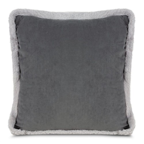 Świąteczna poszewka 45x45 stalowa z futrzaną lamówką Stalowa