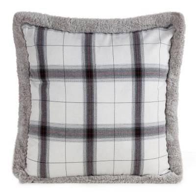 Świąteczna 45x45 poszewka w kratę Biała Eurofirany