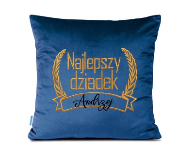 Poduszka 40x40 haftowana Najlepszy dziadek z imieniem do wpisania - granatowa