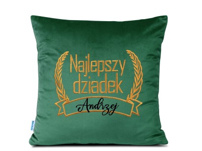 Poduszka 40x40 haftowana Najlepszy dziadek z imieniem do wpisania - zielona