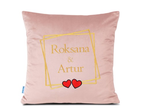 poduszka na walentynki, haftowana poduszka personalizowana , różowa