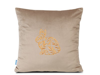Poduszka 40x40 haftowana Złoty Zajączek - jasnobeżowa