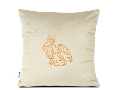 Poduszka 40x40 haftowana Złoty Zajączek - kremowa