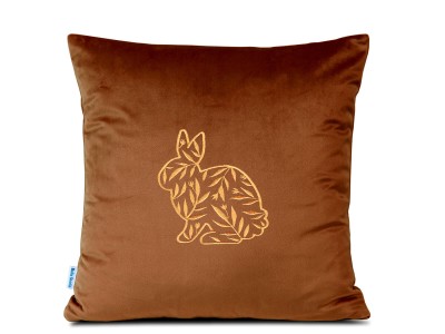 Poduszka 40x40 haftowana Złoty Zajączek - miedziana