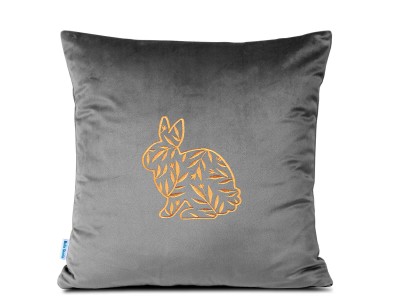 Poduszka 40x40 haftowana Złoty Zajączek - szara