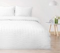Korowana gofrowana pościel z satyny bawełnianej 220 x 200 biała
