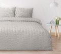 Pościel jasnoszara gofrowana 220 x 200 satyna bawełna