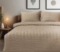 Ciemny beż satyna korowana gofrowana pościel 220 x 200