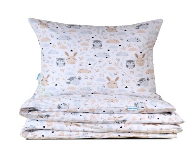 Pościel 100x160 dziecięca Sowa i króliczek z plecaczkiem