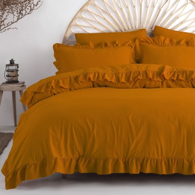 Pościel 160x200 bawełniana z falbanami Sudan Brown w pudełku