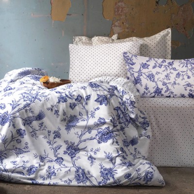 Pościel 220x200 satyna bawełniana w pudełku Blue Blanc Luxury