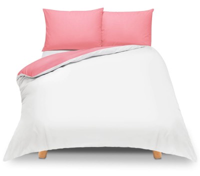 Pościel 150x200 dwustronna Duale różowo-biała z torbą