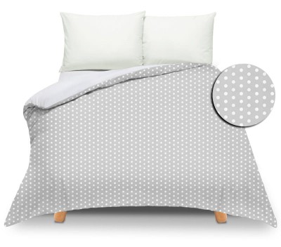 Pościel 150x200 dwustronna Duale szara w kropki-biała z torbą