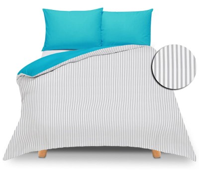 Pościel 150x200 dwustronna Duale paski-turkusowa z torbą