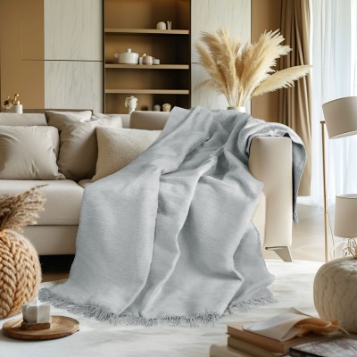 Koc 150x200 bawełniany Unico jasnopopielaty Darymex