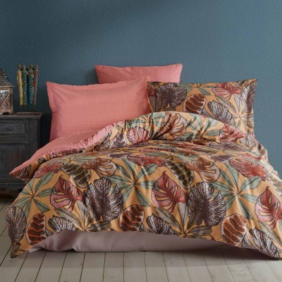Pościel 160x200 Greta Terra satynowa Luxury w pudełku