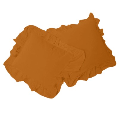 Zestaw 2 poszewek 40x40 bawełnianych z falbanami Sudan Brown