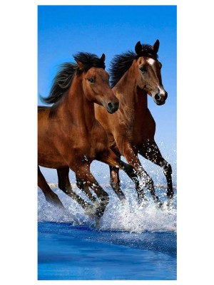 Ręcznik 70x140 Konie brąz bawełniany dziecięcy