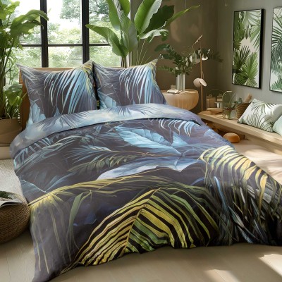 Pościel 220x200 satyna 3D ciemna Premium Liście Palmy Darymex