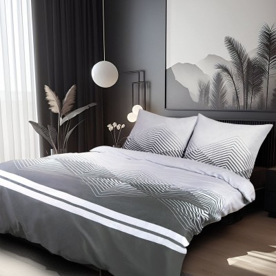 Pościel 220x200 satyna Limosano szara biała geometryczna Darymex