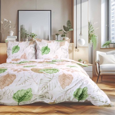 Pościel 220x200 flanela bawełniana biała Castana w kolorowe liście Darymex