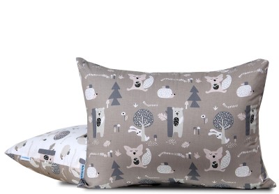 Poszewka 40x60 szara + biała bawełniana Zabawa w chowanego