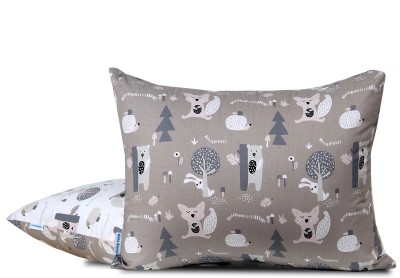 Poszewka 50x60 szara + biała bawełniana Zabawa w chowanego