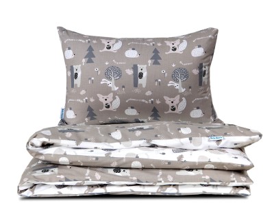 Pościel 150x200 szara + biała młodzieżowa Zabawa w chowanego z workiem