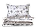 pościel  w króliczki liski i misie szaro-biała 150x200