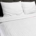 Pościel do hotelu adamaszkowa 180x200 biała w paski 10mm
