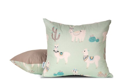 Poszewka 50x50 miętowa Lamy w krainie kaktusów
