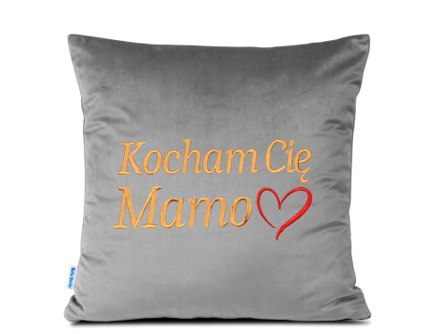 Poduszka Dzień Matki popiel - Mamo Kocham Cię z sercem