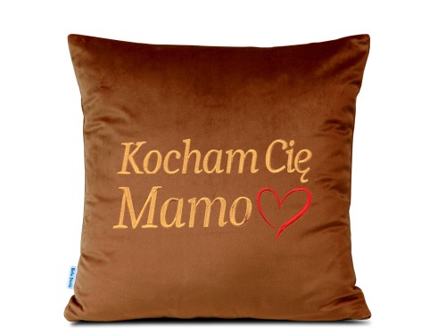 Poduszka Dzień Matki miedziowa - Mamo Kocham Cię z sercem