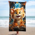 Ręcznik 100x180 plażowy Uśmiechnięty Kotek