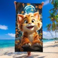 Ręcznik 100x180 plażowy Uśmiechnięty Kotek