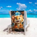 Ręcznik 100x180 plażowy Uśmiechnięty Kotek