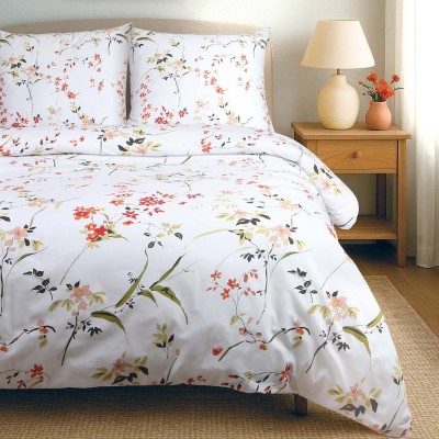 Pościel 140x200 z bawełny Viletta (87) biała w kolorowe kwiaty Darymex