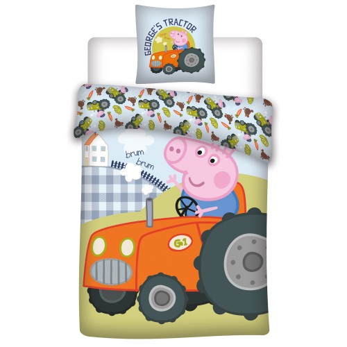 Pościel 100x135 Świnka Peppa George traktor bawełniana